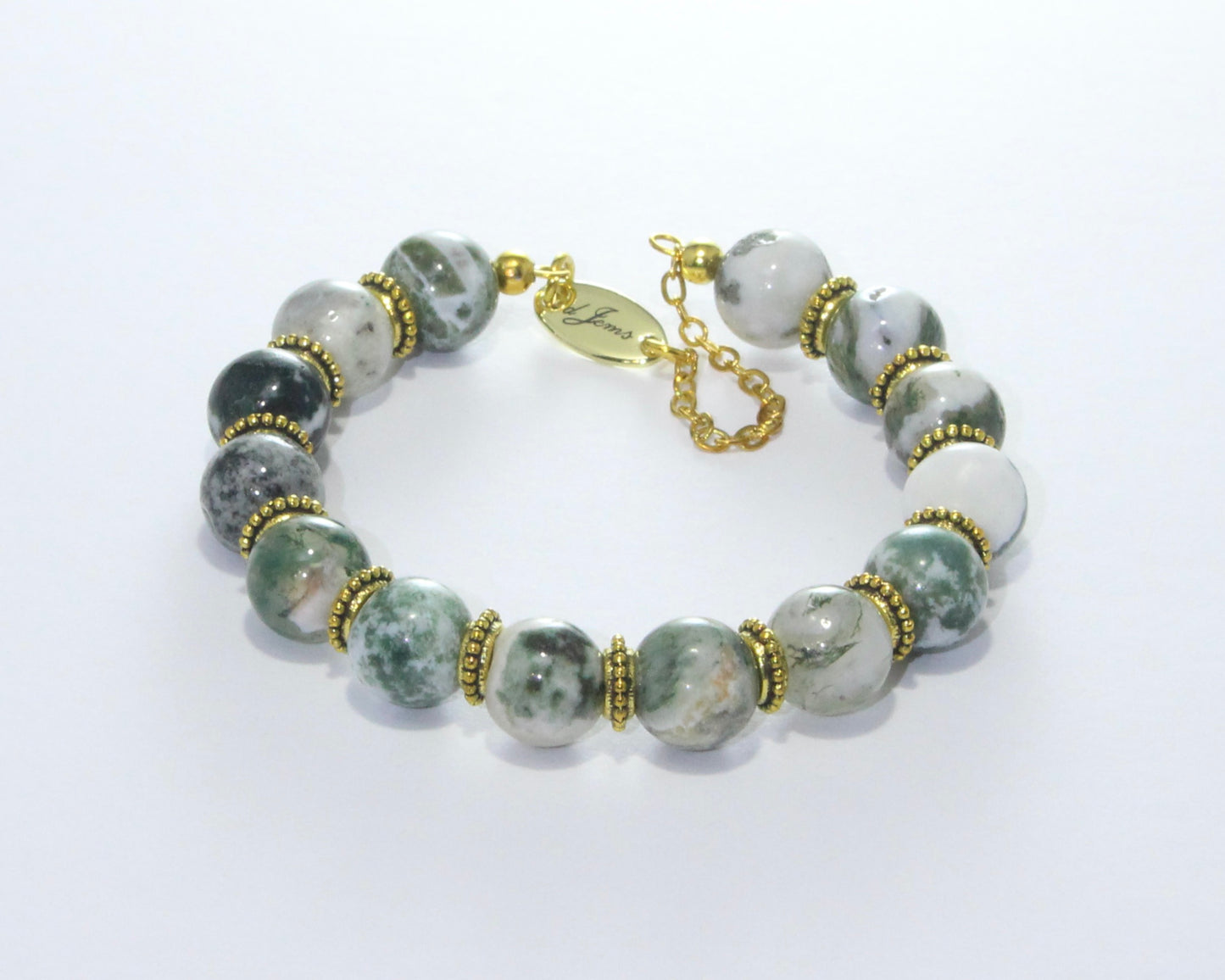 Glossy Tree Agate Bracelet with Spacers
