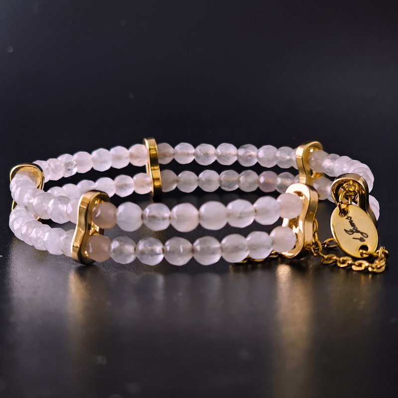 Rose Quartz Faceted 4mm Double Strand Bracelet
