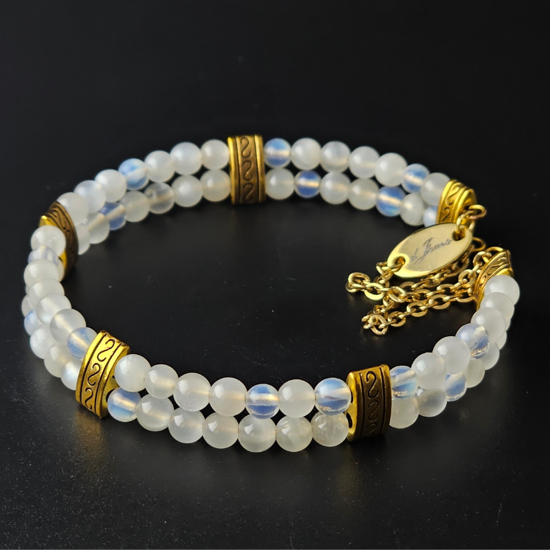 Moonstone 4mm Double Strand Bracelet