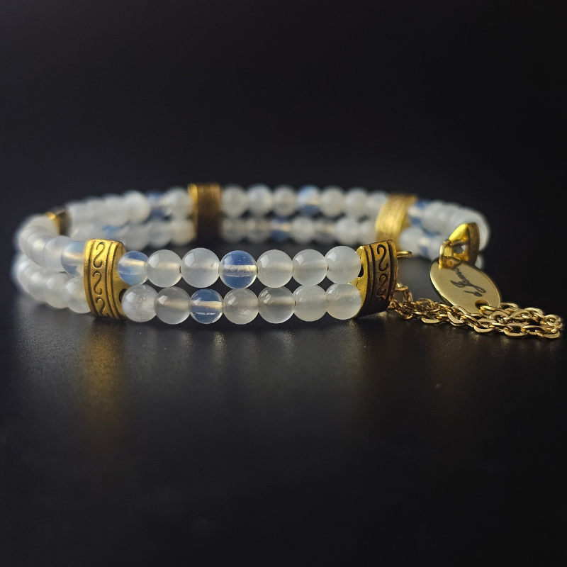 Moonstone 4mm Double Strand Bracelet