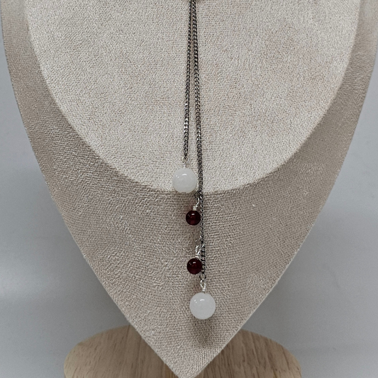 White Jade & Carnelian Necklace -Athena