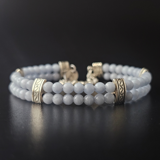 Angelite 4mm Double Strand Bracelet