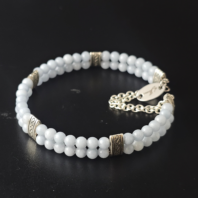 Angelite 4mm Double Strand Bracelet