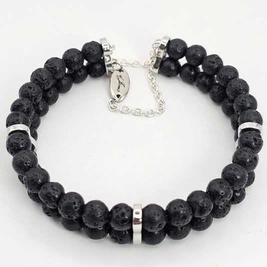 Black Lava Double Strand Bracelet