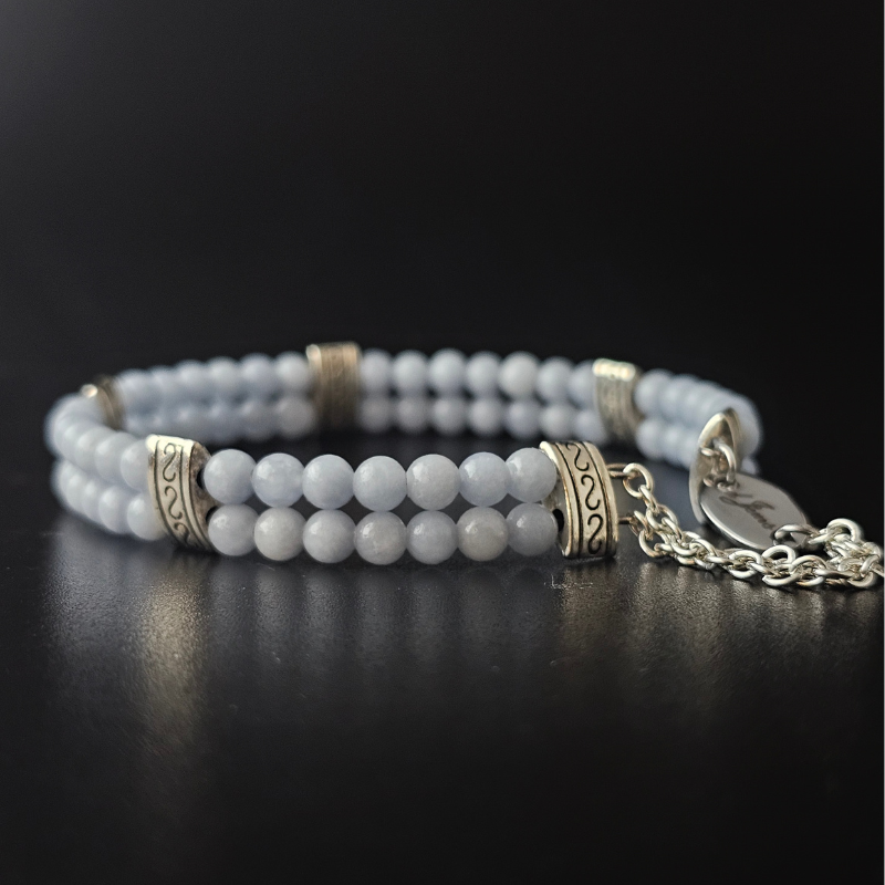 Angelite 4mm Double Strand Bracelet