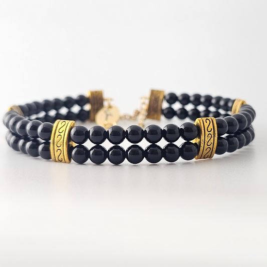 Black Onyx 4mm Double Strand Bracelet