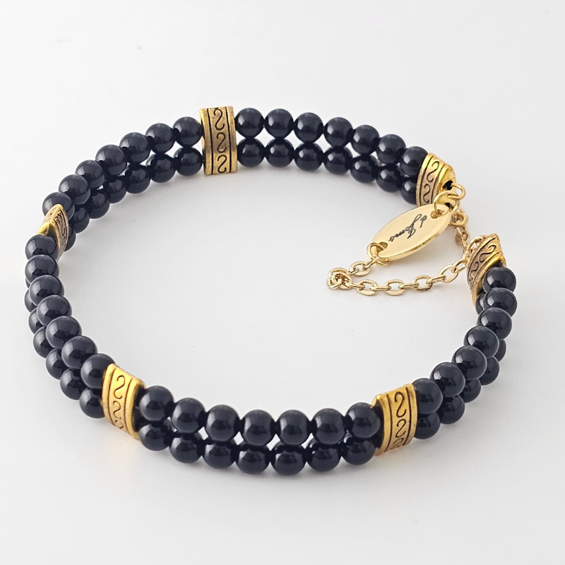 Black Onyx 4mm Double Strand Bracelet