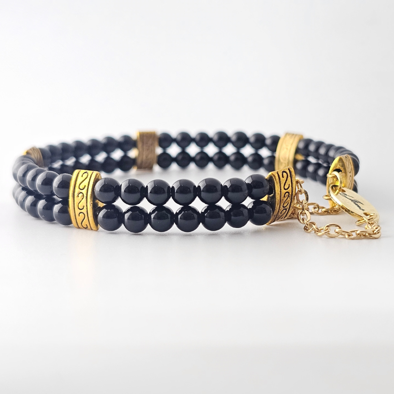 Black Onyx 4mm Double Strand Bracelet
