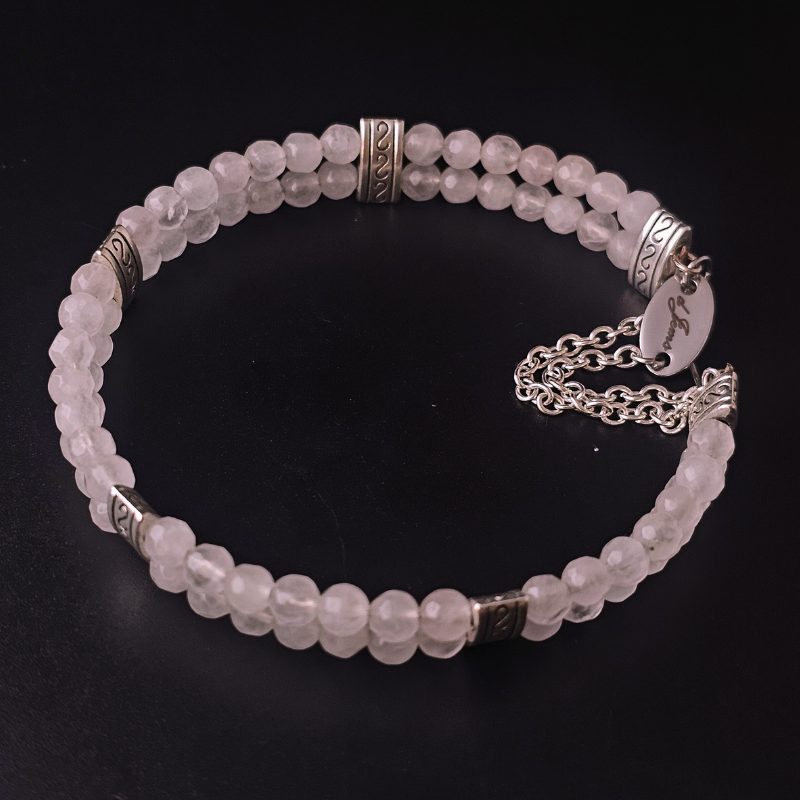 Rose Quartz Faceted 4mm Double Strand Bracelet