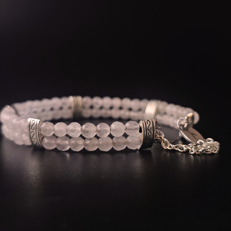 Rose Quartz Faceted 4mm Double Strand Bracelet