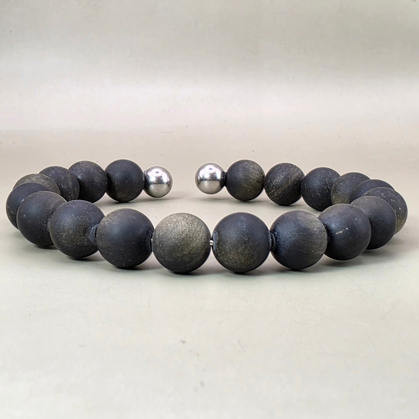 Frosted Black Obsidian Men’s Bracelet