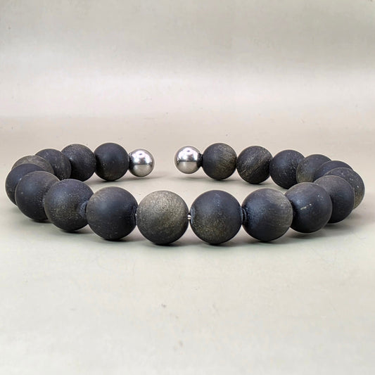 Frosted Black Obsidian Men’s Bracelet