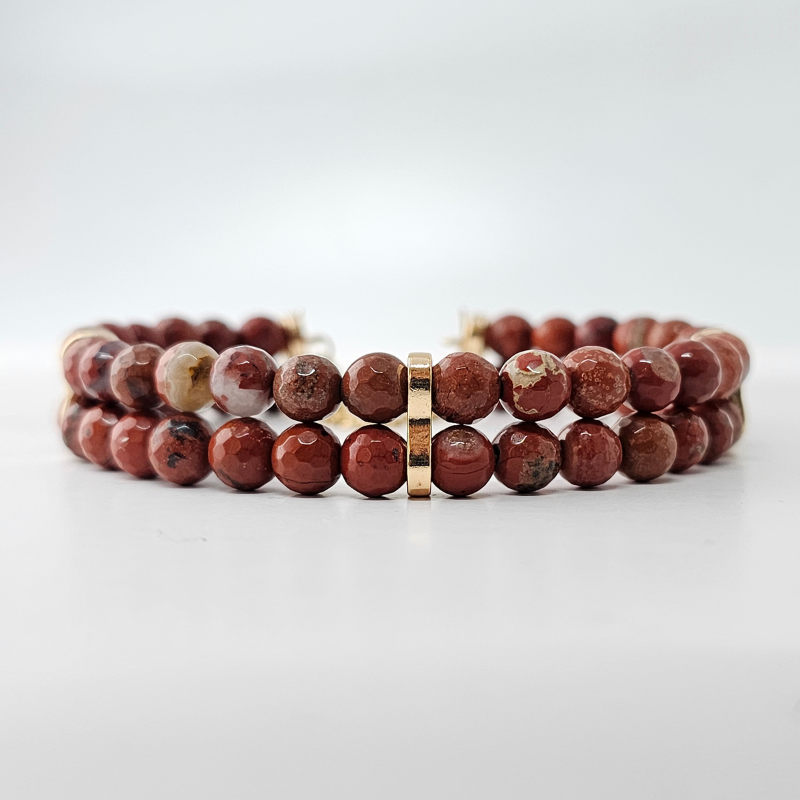 Red Jasper Faceted 4mm Double Strand Bracelet