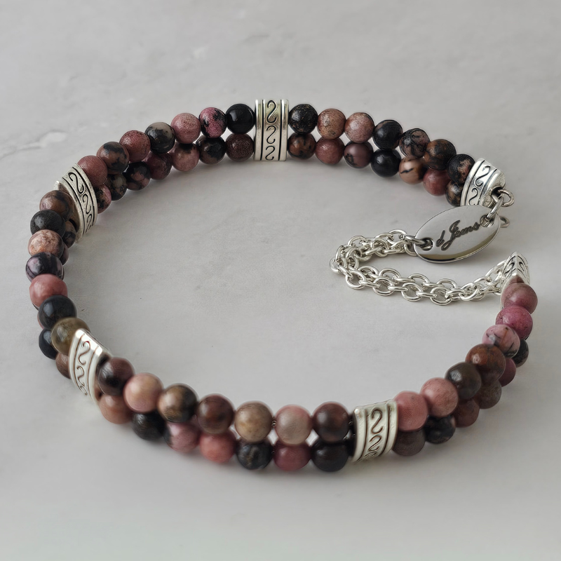 Rhodonite 4mm Double Strand Bracelet