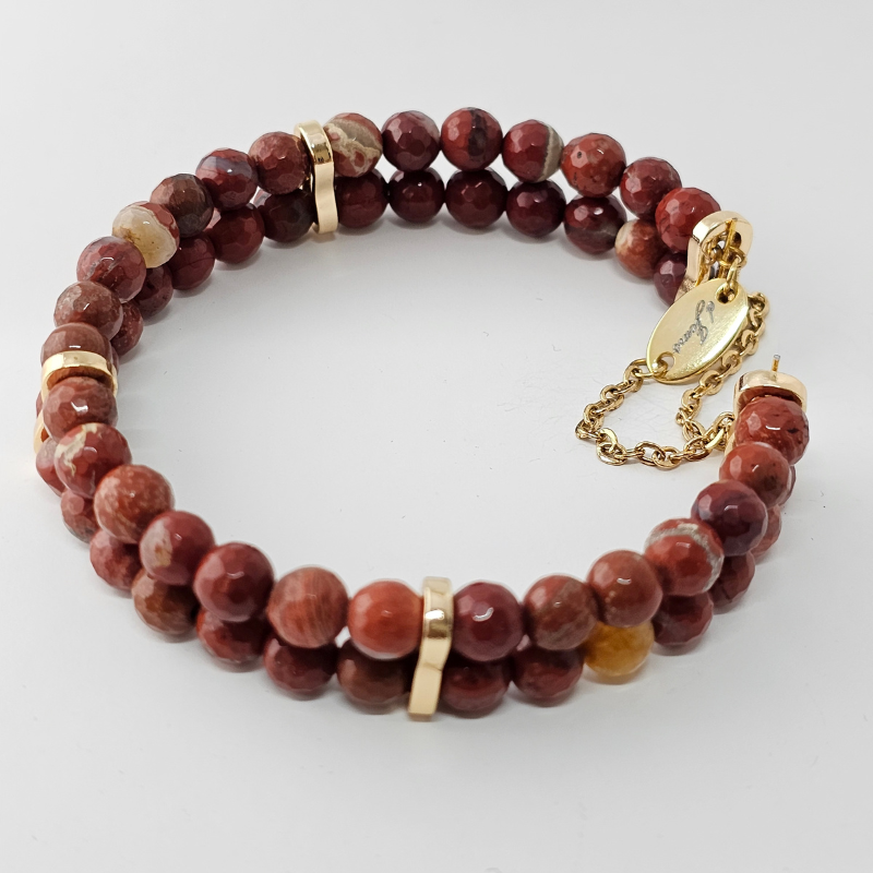 Red Jasper Faceted 4mm Double Strand Bracelet