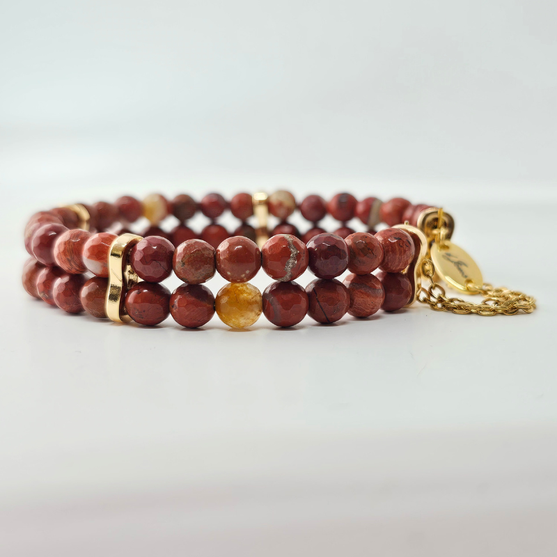 Red Jasper Faceted 4mm Double Strand Bracelet