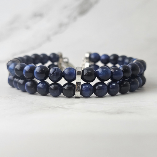 Blue Tiger’s Eye 6mm Double Strand Bracelet