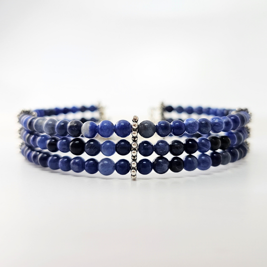 Sodalite 4mm Triple Strand Bracelet