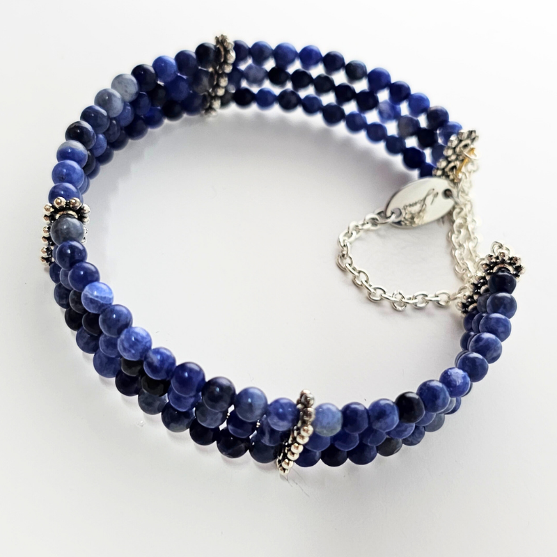 Sodalite 4mm Triple Strand Bracelet