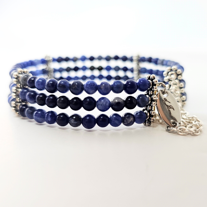 Sodalite 4mm Triple Strand Bracelet
