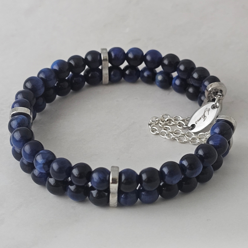 Blue Tiger’s Eye 6mm Double Strand Bracelet