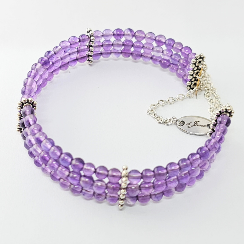 Amethyst 4mm Triple Strand Bracelet