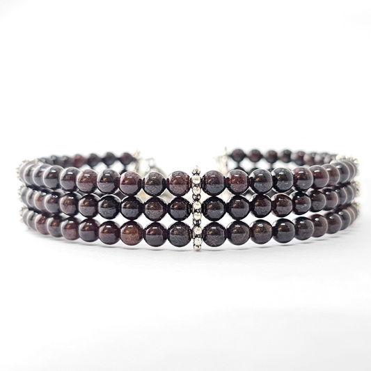 Garnet 4mm Triple Strand Bracelet