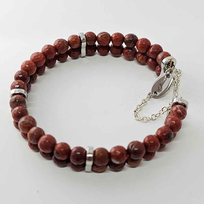 Red Jasper Faceted 4mm Double Strand Bracelet