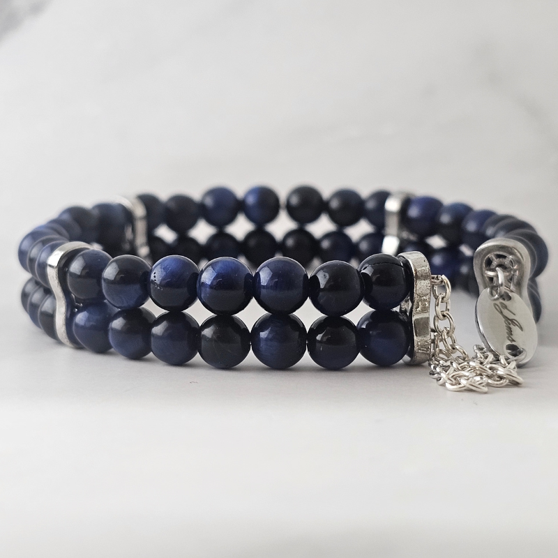 Blue Tiger’s Eye 6mm Double Strand Bracelet