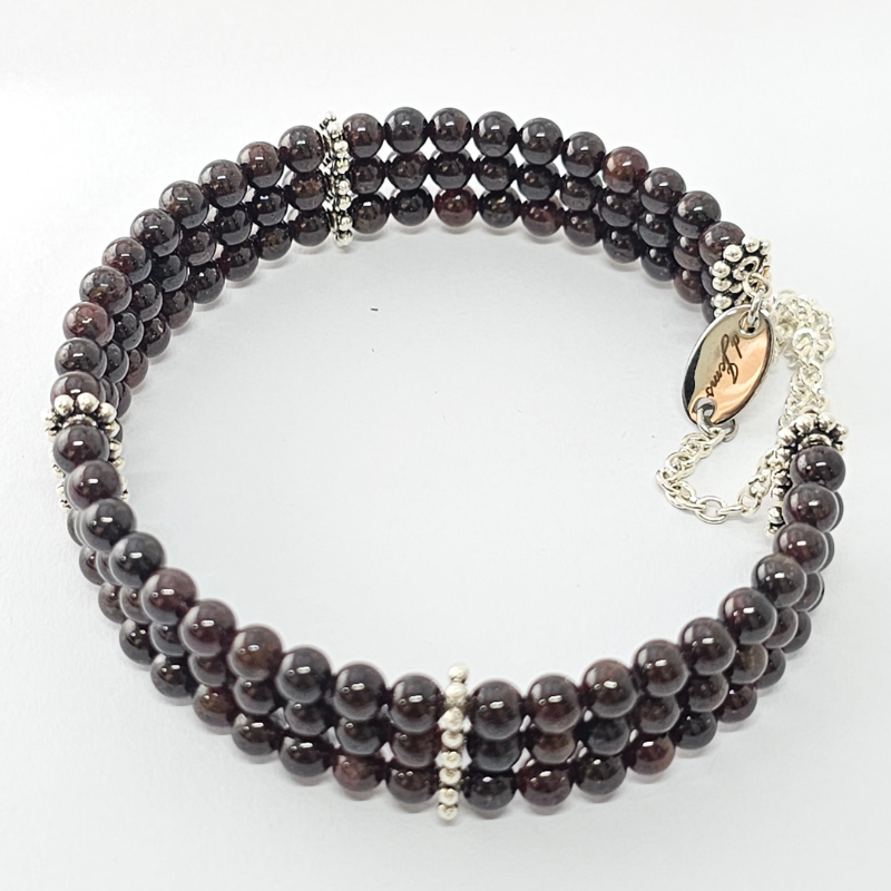 Garnet 4mm Triple Strand Bracelet