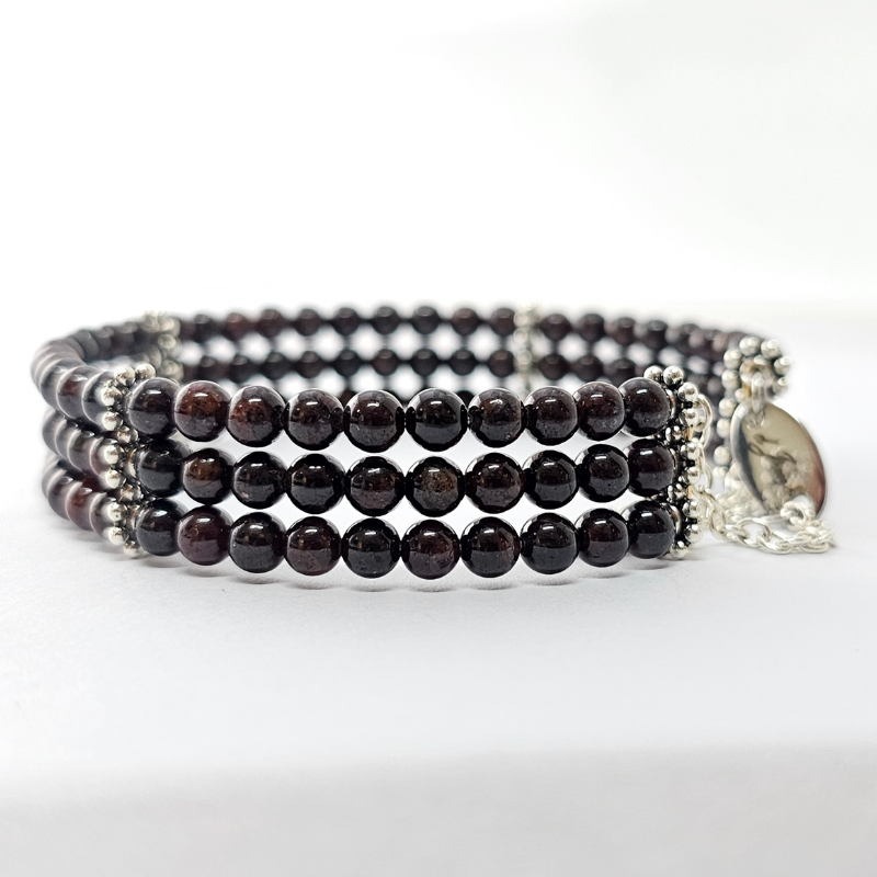Garnet 4mm Triple Strand Bracelet
