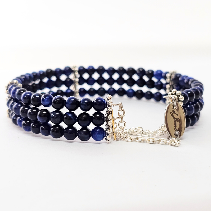 Blue Tiger's Eye 4mm Triple Strand Bracelet
