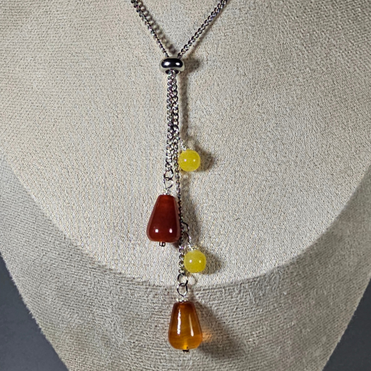 Red Agate Carnelian & Yellow Agate Necklace- Athena