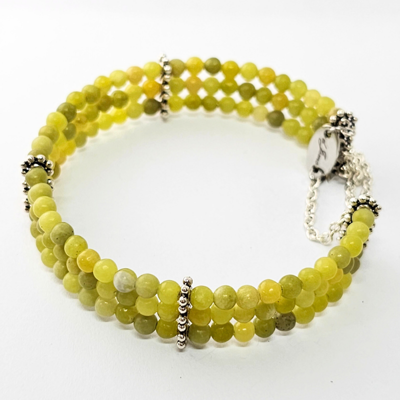 Taiwan Jade 4mm Triple Strand Bracelet