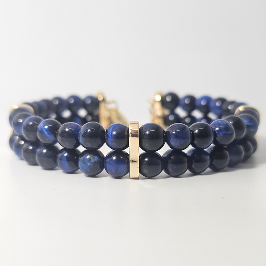 Blue Tiger’s Eye 6mm Double Strand Bracelet