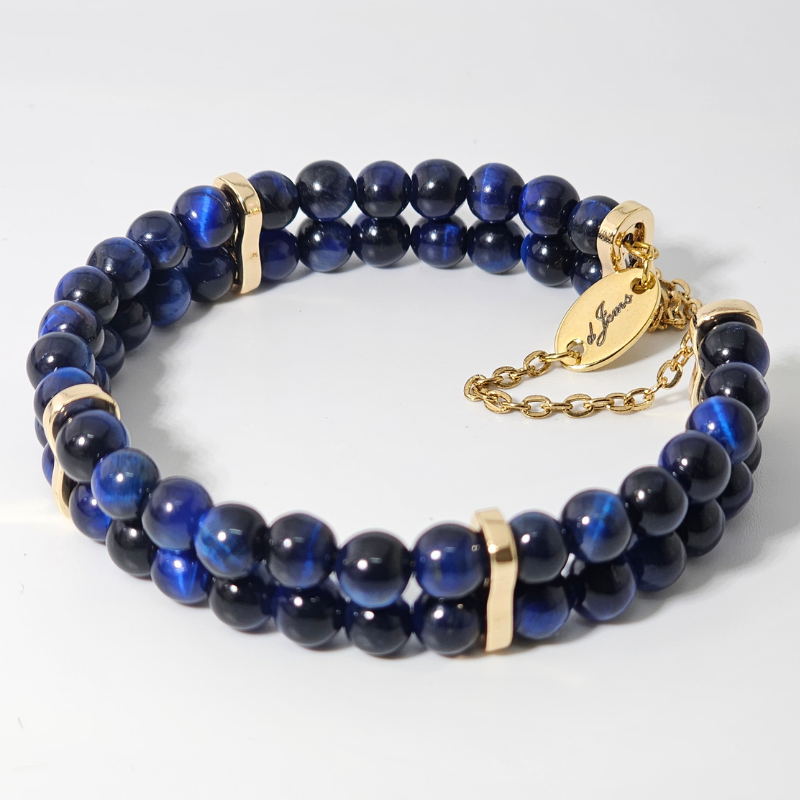 Blue Tiger’s Eye 6mm Double Strand Bracelet