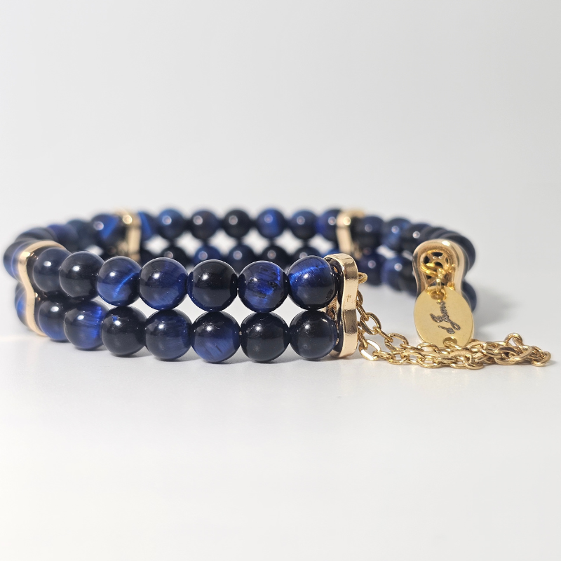 Blue Tiger’s Eye 6mm Double Strand Bracelet