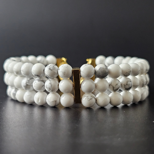 Howlite 6mm Triple Strand Bracelet