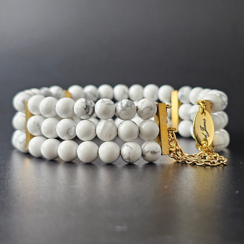 Howlite 6mm Triple Strand Bracelet