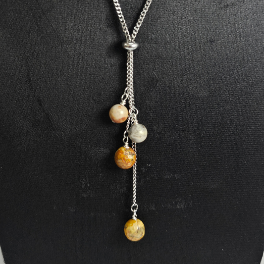 Crazy Lace Agate Necklace -Athena