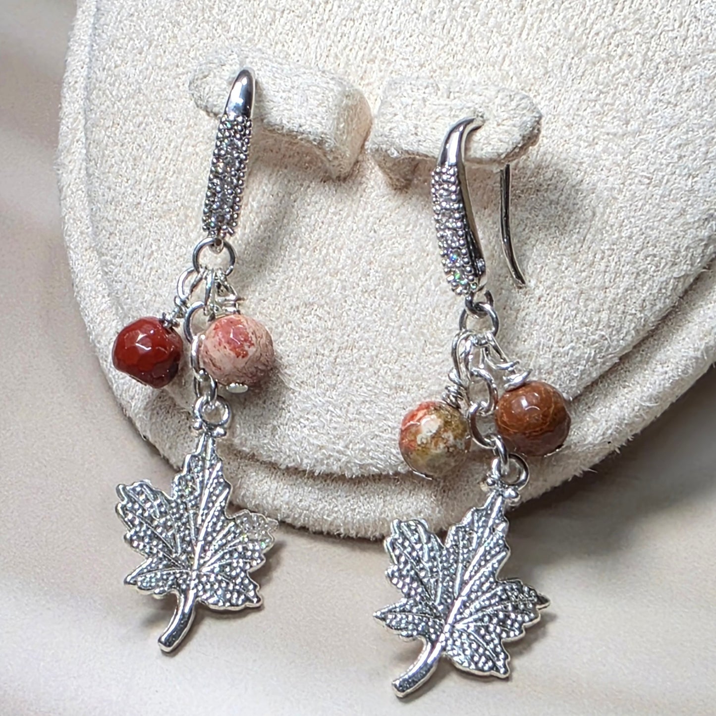 Autumn Maple Leaf Red Jasper- Earring