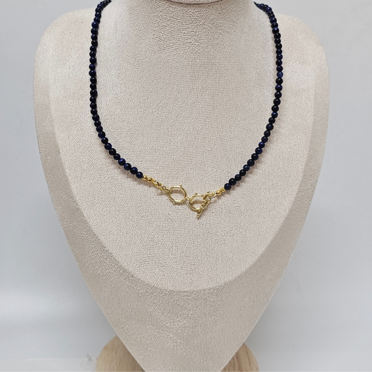 Blue Tiger’s Eye & White Jade Necklace- Aurora
