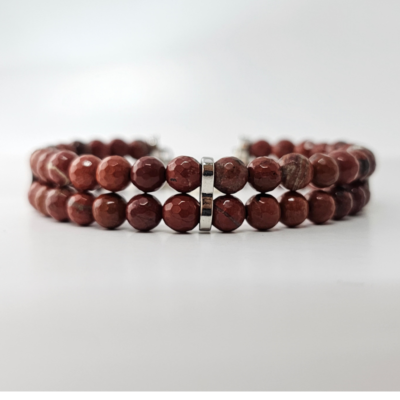 Red Jasper Faceted 4mm Double Strand Bracelet
