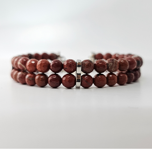 Red Jasper Faceted 6mm Double Strand Bracelet