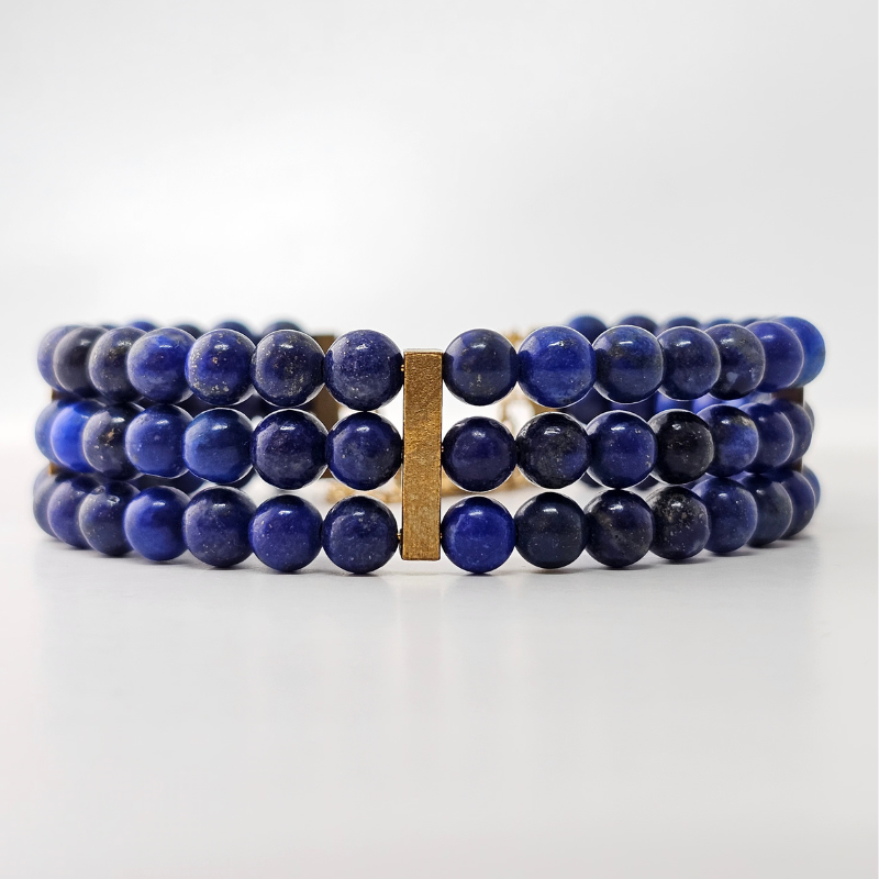 Lapiz Lazuli 6mm Triple Strand Bracelet