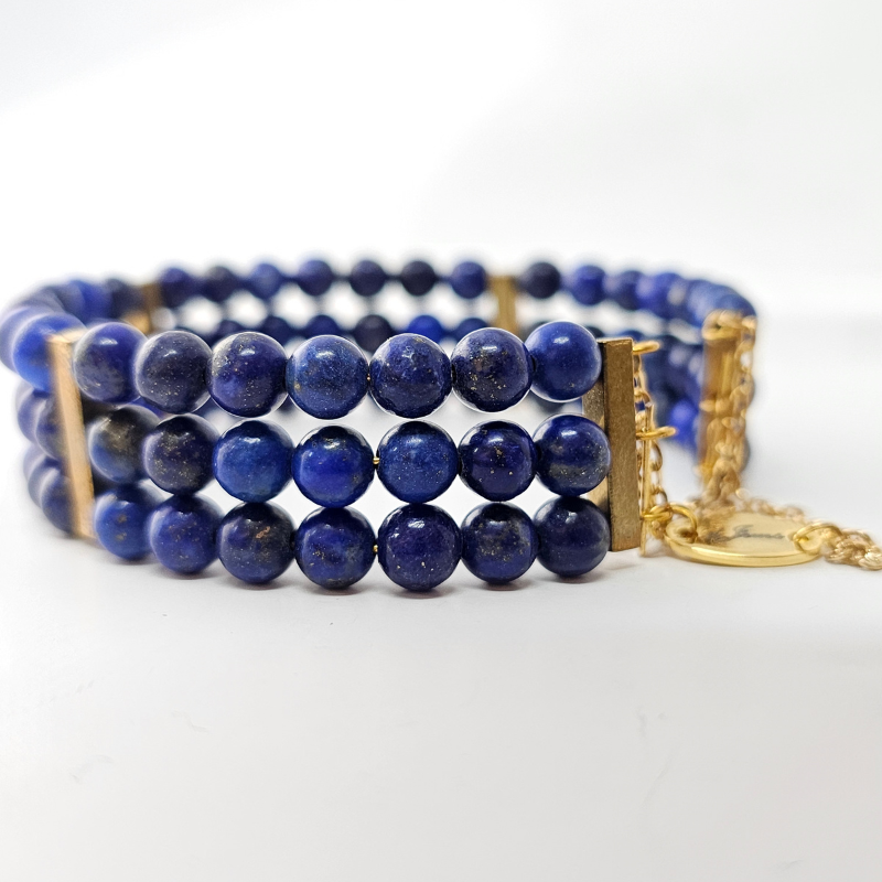 Lapiz Lazuli 6mm Triple Strand Bracelet