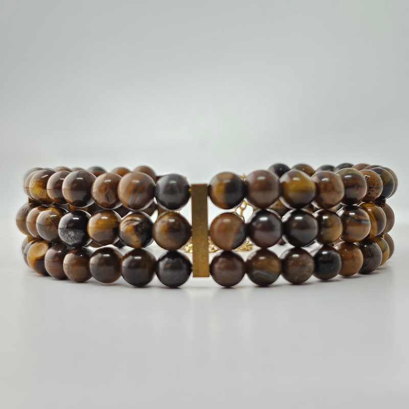 Brown Tigers Eye 6mm Triple Strand Bracelet