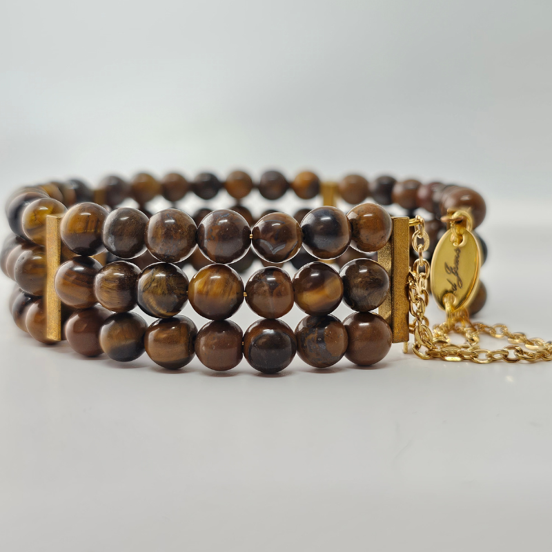 Brown Tigers Eye 6mm Triple Strand Bracelet
