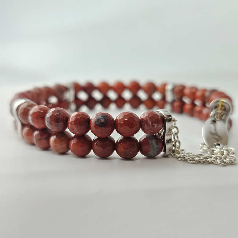 Red Jasper Faceted 4mm Double Strand Bracelet