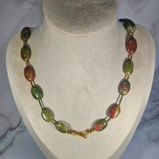Unakite Oval Beaded Necklace